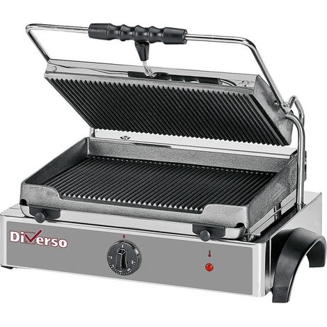 Grill panini électrique MEDIUM, plaques rainurées - Diverso