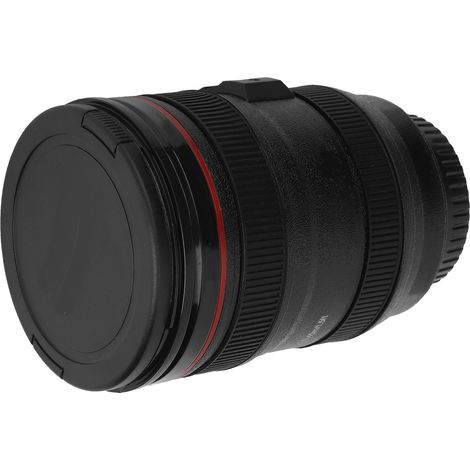 Mug de voyage portable pour café, thé ou autre boisson, avec couvercle et effet objectif d'appareil photo. (1/5)