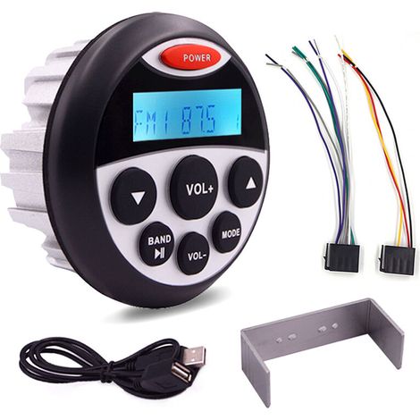Yacht BT Voice Box Radio Marina Moto USB Alluminio pressofuso Lettore MP3 Impermeabile BT Audio Barca Radio Stereo Marino Lettore MP3 Blu