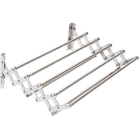 Séchoir Pliable, Monté au Mur, 7 Barres Réglables, Argent (1/5)