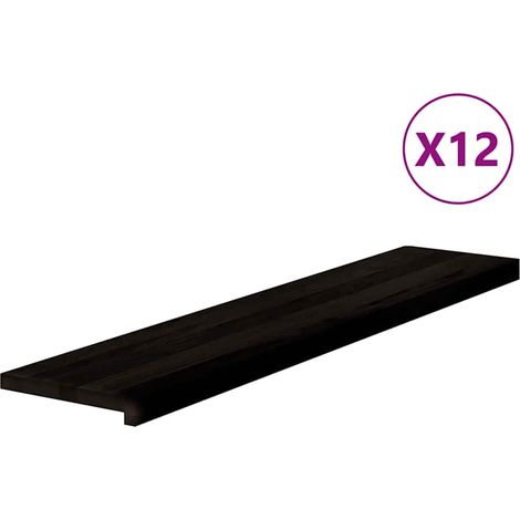 Marches d'escalier 12 pcs marron foncé 120x30x2 cm chêne massif (1/5)