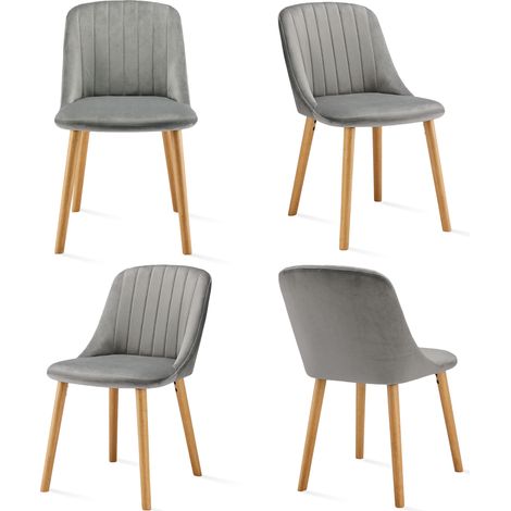 Goeurvant Moderne Esszimmerstühle mit dicker Sitzpolsterung, ergonomischer Rückenlehne und Holzbeinen, Stil und Komfort in einem - 4er Set - Hellgrau
