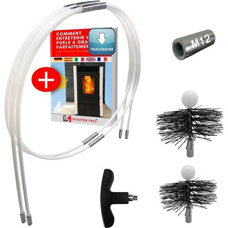 1 Kit Ramonage, 10 Tiges Flexible, Brosse 80mm 100mm, Poêle Granulés