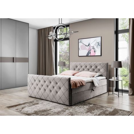 Boxspringbett Schlafzimmerbett EIVOR 120x220cm Stoff Magic Velvet Cappuccino (1/2)