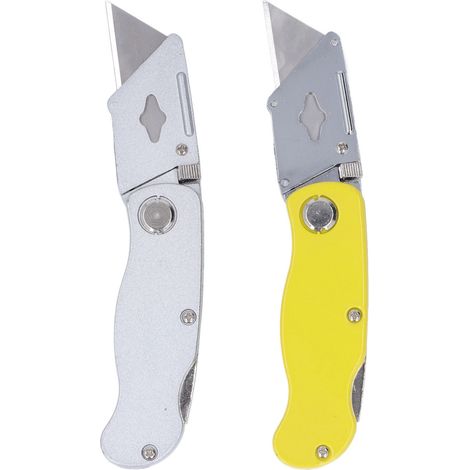 Lot de 2 couteaux utilitaires pliants en alliage d'aluminium de qualité industrielle, portables et adaptés à une utilisation en extérieur, avec 10 lames. (1/5)