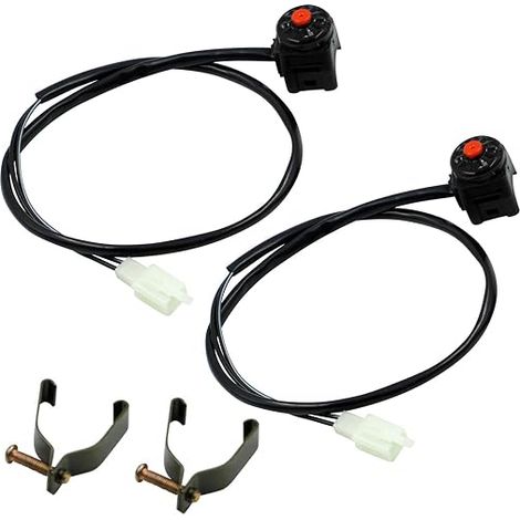 Interrupteur d'arrêt d'urgence universel pour moto, avec klaxon, à fixer sur le guidon, pour quad et moto tout-terrain, 7/8 pouces / 22 mm (lot de 2) (rouge) (1/5)