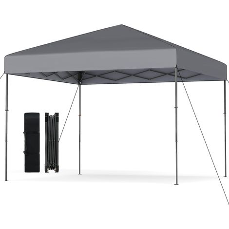 Tonnelle de Jardin Pliable 295x295CM Hauteur Réglable, Tente de Jardin Escamotable avec Sac de Transport Portable, pour Marché Patio, Gris (1/5)