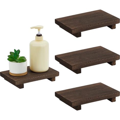 4 Wooden Pedestal Holder Soap Holder Stand for Kitchen Sink Countertop Sink Farmhouse Decoration for Bottles Plants Makeup Towels Counter Display 22.8 x 15 x 4 cm (1/5)