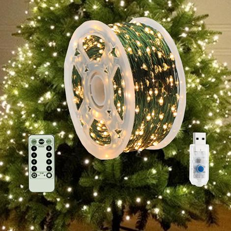 Catena luminosa a LED per albero di Natale, illuminazione per esterni a batteria, decorazione con 500 LED per feste, giardini, cortili, patii, matrimoni (bianco caldo, 50 m) (1/5)