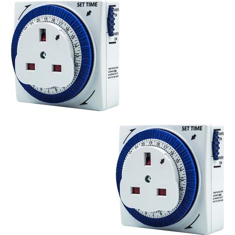 x2 Uni-Com 55297 Compact Segment Timers Security Auto Mains Plug Switch UNC55297