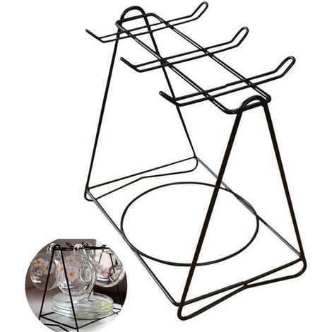 Porte tasse à Café en Acier Inoxydable Support d'Affichage pour 6 Tasses à Soucoupe et Cuillère Pour Maison, Cuisine, Bar (Noir) (1/5)