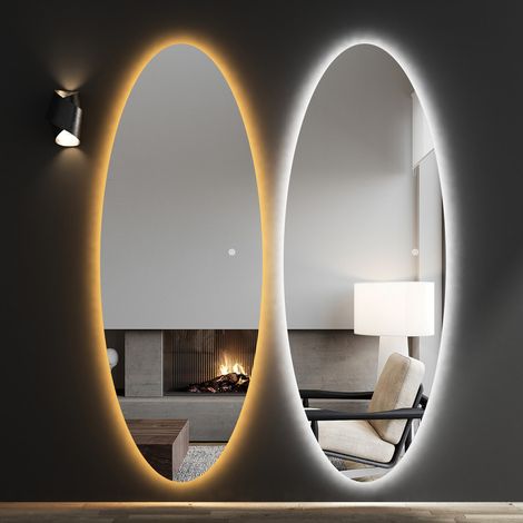 Asymmetrischer Standspiegel 165x60 cm LED Ganzkörperspiegel mit Beleuchtung Asymetrischer Spiegel mit Beleuchtung für Ankleidezimmer, Schlafzimmer, Wohnzimmer, Friseursalon