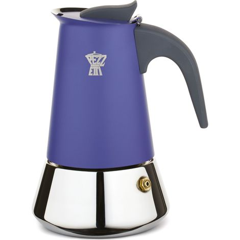 Cafetiere italienne - PEZZETTI - STEELEXPRESS - Acier inoxydable - 10 tasses - Tous feux dont induction - Bleu Indigo