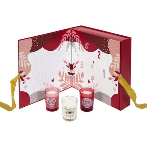 Calendrier 5 Bougies Parfumées "Maman" 6cm Rose (1/5)