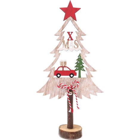 Décoration de Noël en bois sapin et voiture XMAS TRADI