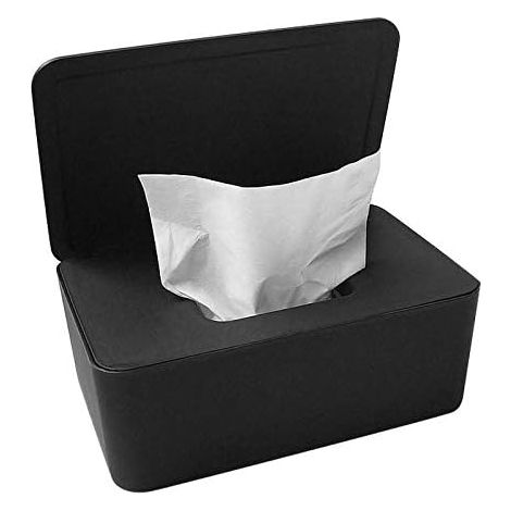 Bote de rangement pour lingettes humides, mouchoirs en papier mouchoirs mouillés, bote de rangement pour serviettes de bébé, distributeur de lingettes noir, (1/2)