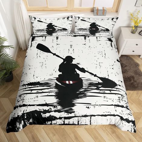 Parure de lit avec housse de couette 135 x 200 cm pour enfants, garçons, hommes, sports extrêmes, rétro, cravate, colorant, lac, rouge et noir, chaud, doux (1/5)