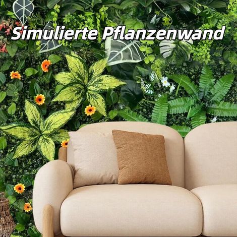Mur végétal artificiel 40x60 cm – Panneaux muraux emboîtables, pour intérieur et extérieur, idéal pour maison, jardin, bureau, boutique, café et décoration de mariage