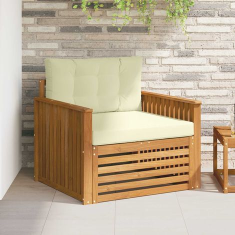Outdoor-Sofagarnitur Massives Akazienholz und Polyester Natur