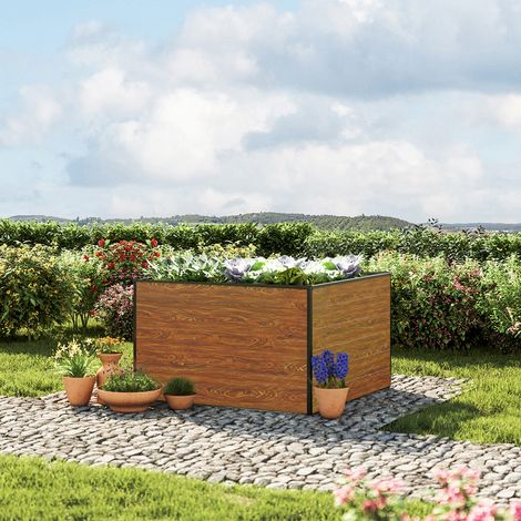 GFP Huerto urbano Jardinera Aluminio Christina - 119 x 99 x 77 cm Estructura estable y resistente a la intemperie con perfiles de cámara hueca de aluminio - óptica de madera - Hecho en Austria (1/4)