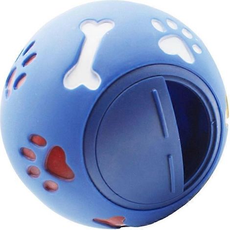 Balle distributrice de friandises pour chien à alimentation lente, jouet à mâcher réglable pour chiot et chat, bleue, taille M, 11 cm/4 (1/2)