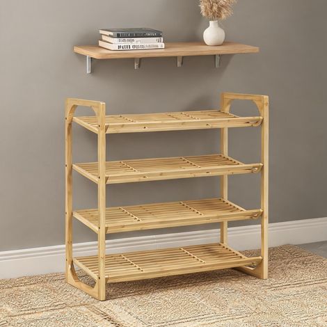 Jardinière en bambou naturel 4 étagères pour chaussures (1/5)