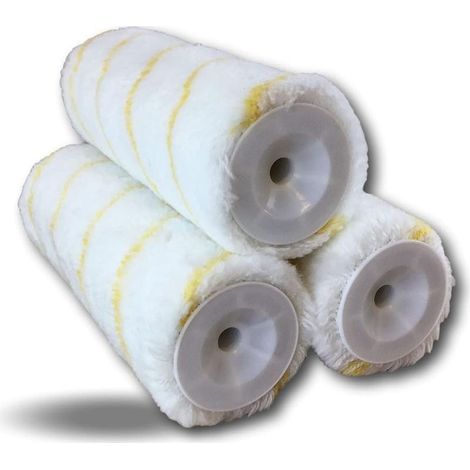 3 manchons Polyamide Anti-goutte Rayés jaune Pour montures à vis Axe diamètre 12 mm Rouleaux235 mm Sols murs plafonds façades grandes surfaces Kibros (1/5)