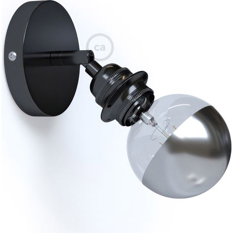 Fermaluce Metallo 90° con portalampada filettato E27, punto luce in metallo orientabile
