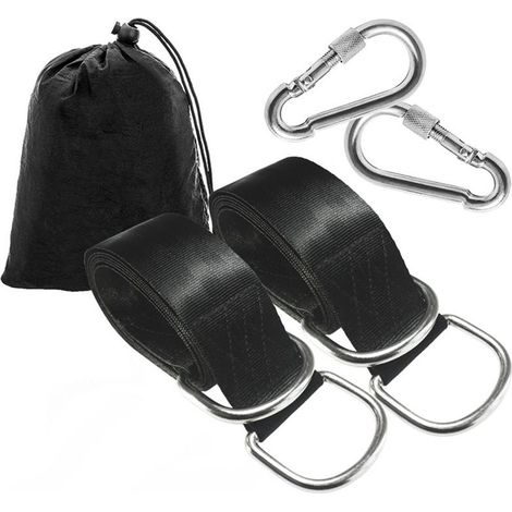 Sangles de suspension pour balançoire d'arbre, balançoires en corde pour arbre, kit de suspension avec mousquetons de sécurité, terylene, convient à toutes les balançoires et hamacs, 5cm1.2m (1/2)