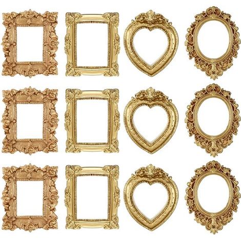 Marcos de fotos pequeños barrocos antiguos de resina para joyería, marcos de fotos DIY para fiestas navideñas y bodas (1/5)