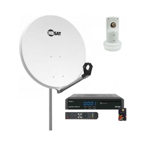 Pack HDSAT Parabole satellite acier 80cm + LNB Single + Récepteur TNTSAT (1/3)