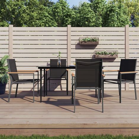 5-tlg. Garten-Essgruppe Schwarz Textilene und Stahl