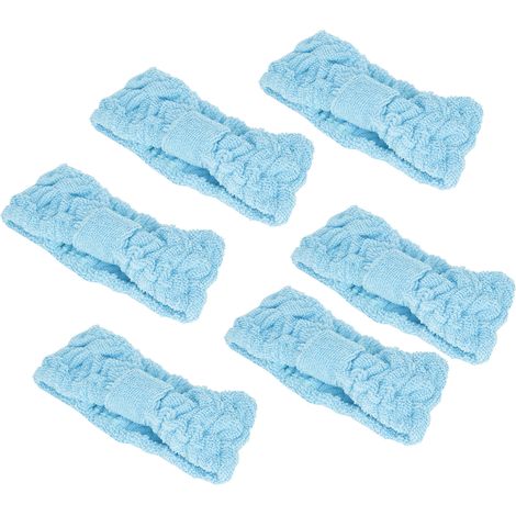6er-Pack Mikrofaser-Haarbänder, weich, elastisch, mit Schleife, für Make-up, Gesichtsreinigung, Sport, Hellblau (1/5)