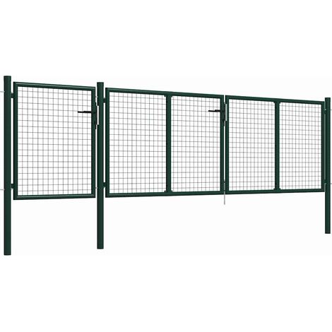 Maison Exclusive - Puerta de jardín de acero 400 x 100 cm verde (1/5)