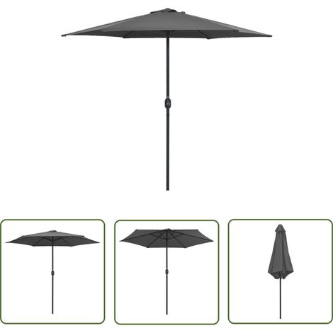 The Living Store Parasol de jardin et mât en aluminium 270x246 cm Anthracite - Parasol De Jardin - Parasol Extérieur - Parasol Rectangulaire - Parasol Anthracite - Parasol Aluminium (1/5)