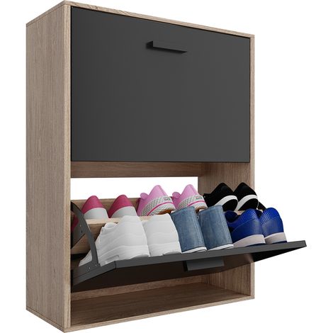 CASABEL Meuble à Chaussures Moderne 2 Abattants - 12 Paires (1/5)