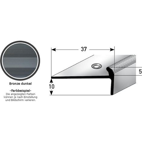 Treppenkante "Aulla" / Treppenkantenprofil / Winkelprofil, konfigurierbar, Breite: 37 mm, Höhe: 10-40 mm, Einfasshöhe 2-7 mm aus Aluminium eloxiert, gebohrt, von Auer Metall -5-10 mm-1000-bronze dunke