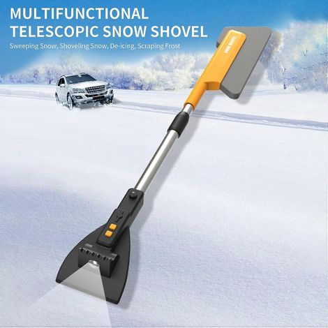 Grattoir à glace pour voiture, pelle à neige extensible rechargeable, outil de déneigement télescopique avec éclairage LED
