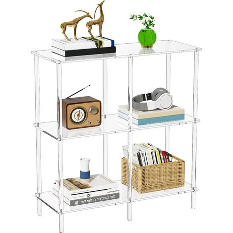 Table Console en Acrylique, Meuble de Rangement, Etagere Bibliotheque, 75 x 30 x 80 cm, Transparente (1/5)