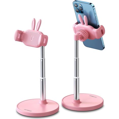 Cute Cell Phone Stand for Table, 360° Adjustable Cell Phone Stand - Adjustable Cell Phone Stand - Compatible with 4-7 Inch Smartphones (Pink) (1/5)