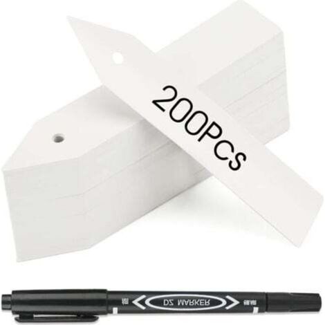 10x2cm, white, 200 pcs plant labels, seedling labels, plastic garden/vegetable patch labels.