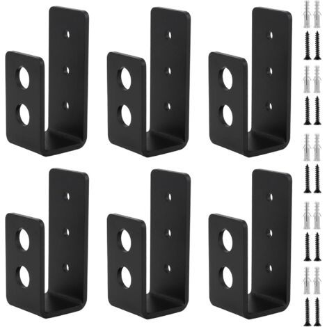 QORVA-Lot de 6 supports d'angle en U - Pinces de porte en acier inoxydable - Serrure de porte de sécurité en U - Profil en U - Pour serrures de porte renforcées - Supports avec (1/5)