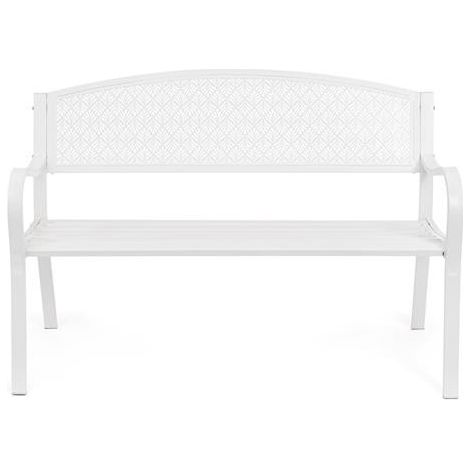 Panchina da giardino "Lizette" in acciaio trattato per esterno e veranda, con braccioli -Bianco (1/5)