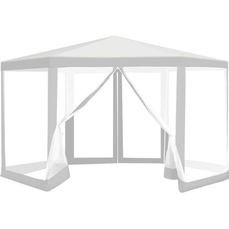 SWANEW Tenda con zanzariera Robusto Tenda esagonale per feste all'aperto resistente ai raggi UV Patio cortile 2x2x2m bianco (1/5)