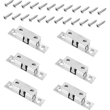 Loquet En Laiton Massif à ble Ressort Réglable, Lot De 6 Avec 24 Vis, Fermeture Pour Porte D’armoire, Placard, La Cuisine Et Salle De Bain, Usage Domestique Et Professionnel (1/5)