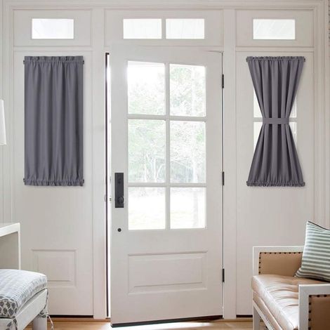 Rideau occultant pour porte d'entrée, rideaux gris, panneaux latéraux thermiques isolants pour porte-fenêtre/salon/porte coulissante (25 po L x 40 po H, 1 panneau) (1/5)