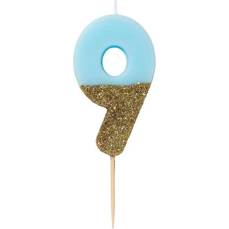 Bougie Anniversaire  Bougies Gâteau Anniversaire  Bougies Anniversaire  Bougie Bleue  Bougie Chiffre 3  Topper Gâteau Anniversaire  Paillettes Or et Bleu (1/5)