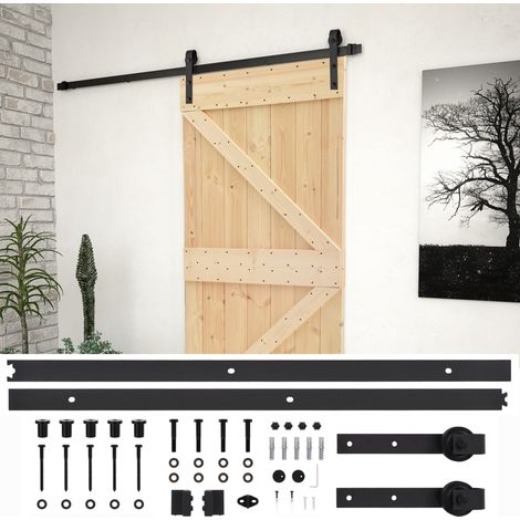 Puerta corredera con herrajes madera maciza de pino 100x210 cm vidaXL (1/7)