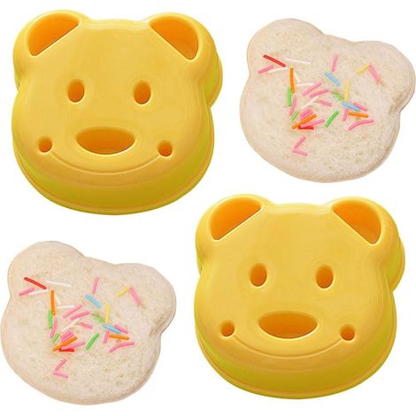 Lot de 2 emporte-pièces à sandwich ours mignons pour enfants. Moule à pain portable, idéal pour le petit-déjeuner. (1/5)