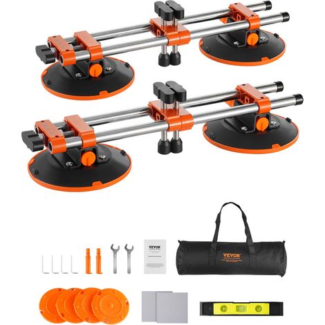 Ventouse de Rapprochement Joints Carrelage 152 mm, Poseur de Joints Granit à Ventouse, Lot de 2, Réglable à 180°, Outil d'Installation de Comptoir, pour Nivellement Jointure Dalle de Marbre (1/5)